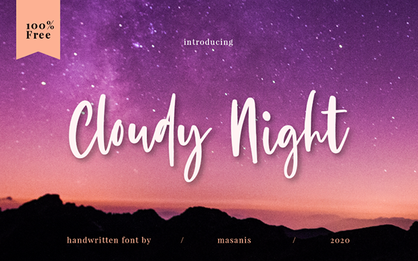 Cloudy Night Hand Written Script Free Font Free Font