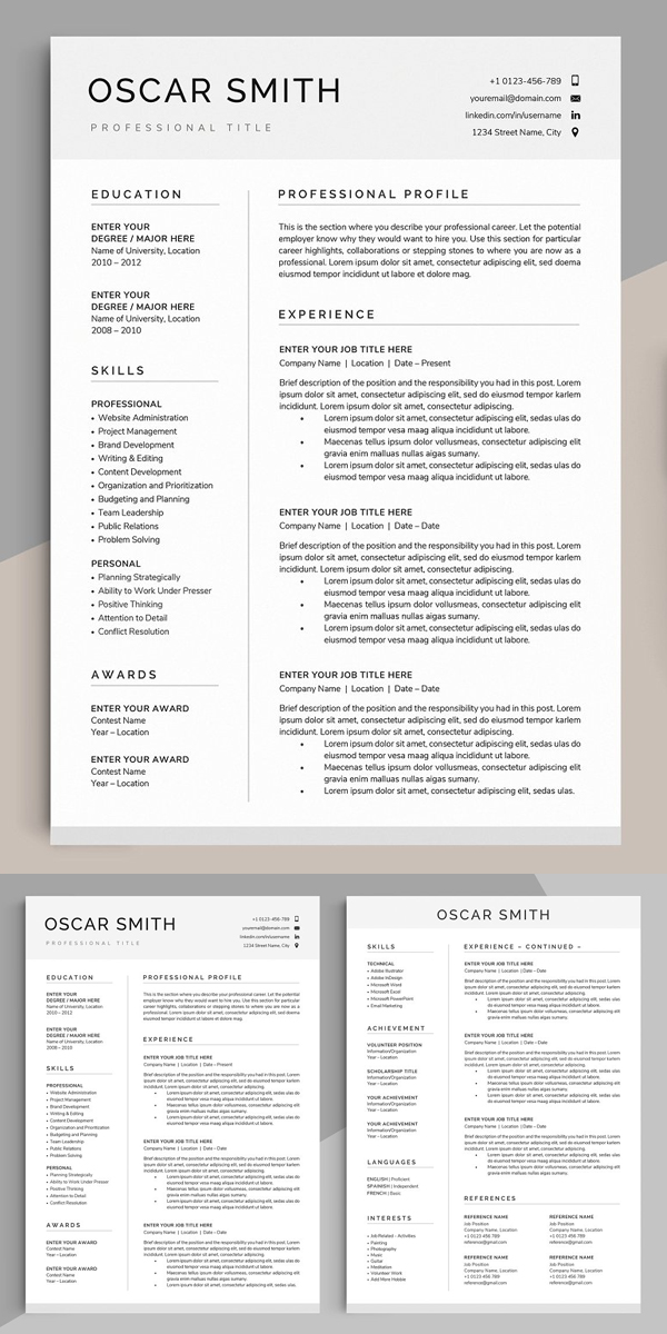 Resume / CV Template - OSCAR