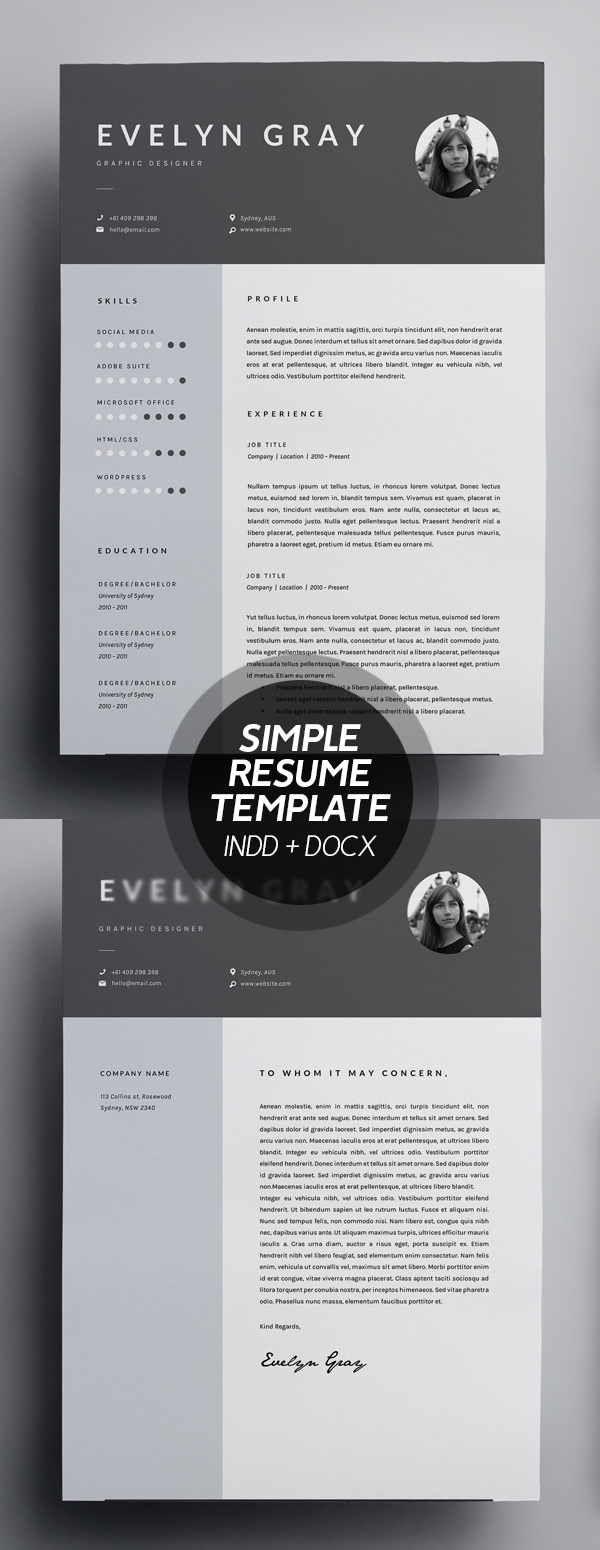 Simple 3 Page Resume Template – INDD + DOCX