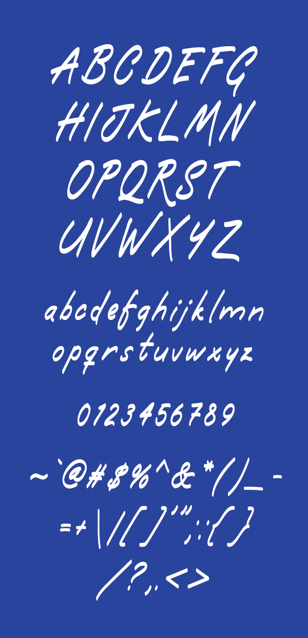 Blueflare Handwritten Font Letters