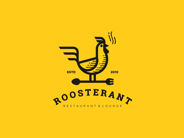 Rooster Line Art Style Logo Template