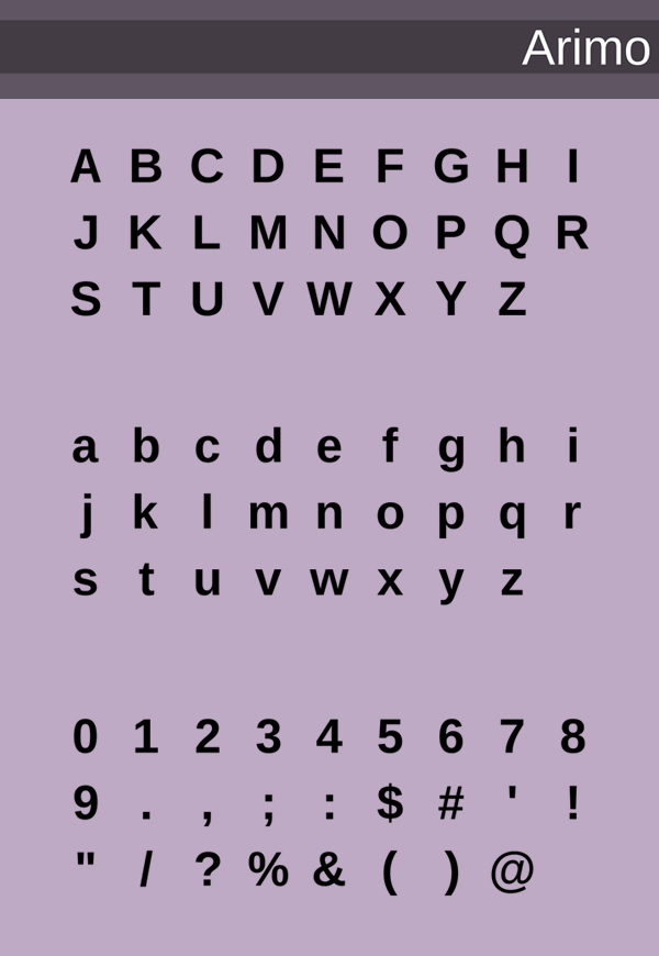 Arimo Regular Font Letters