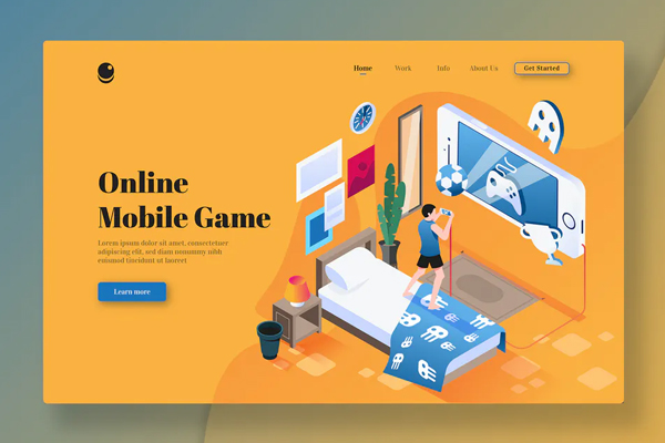 Online Mobile Game - Isometric Landing Page