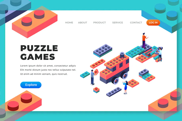Puzzle Games - Isometric Landing Page