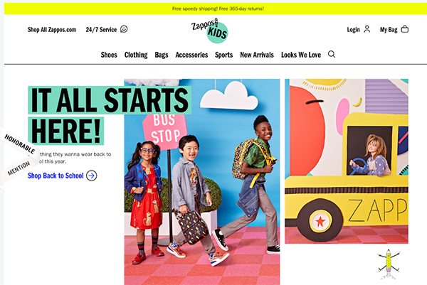 Zappos Kids - Illustation in Website Design