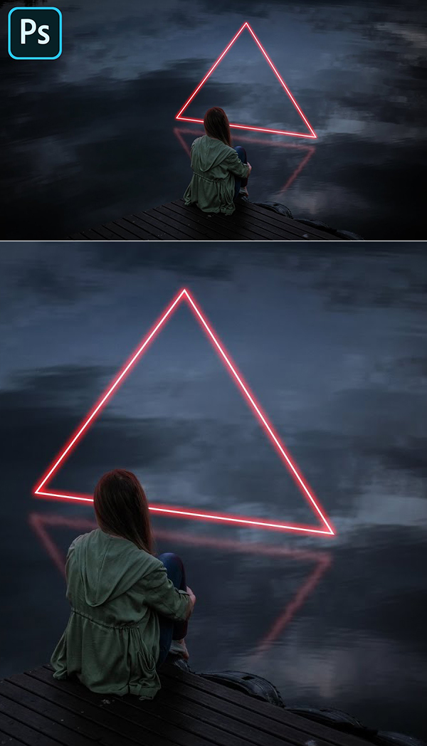 How to Create Triangle Neon Effect - Glow Light Manipulation in Photoshop Tutorial