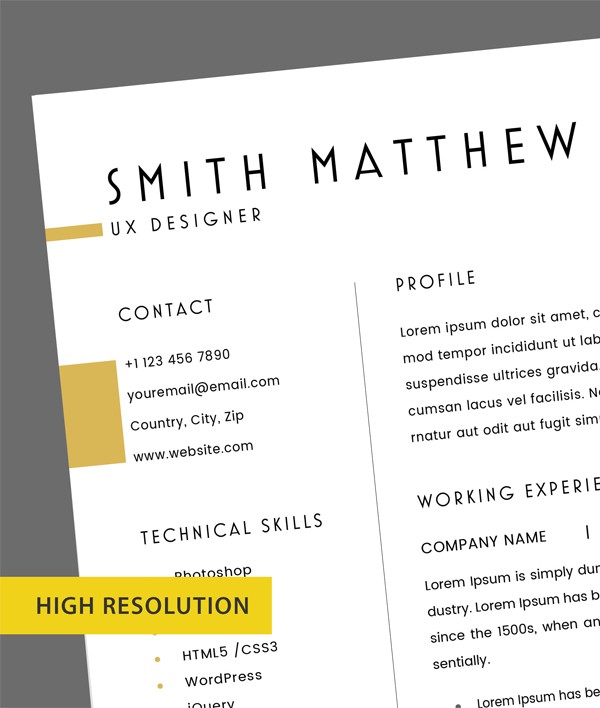 Free 2 Pages CV Resume Template + Cover Letter (PSD)