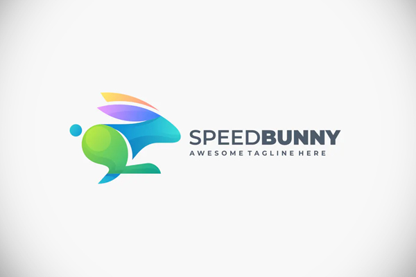 Running Bunny Colorful Gradient Logo Template