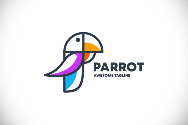 Parrot Color Logo Design Vector
