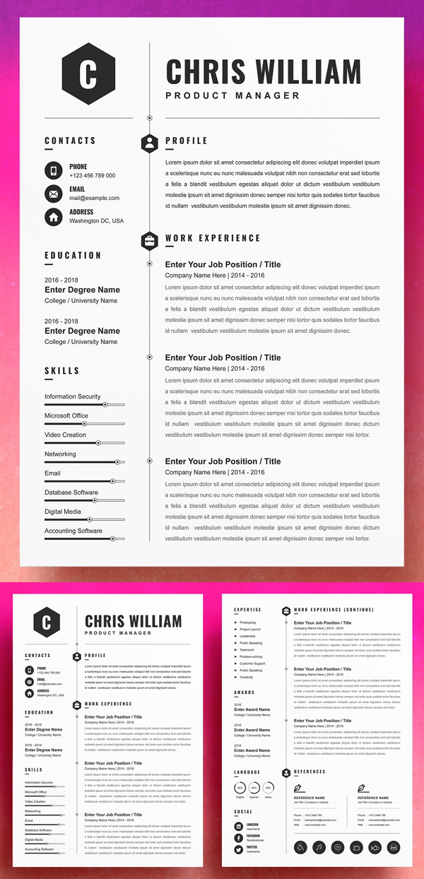 Professional Resume Template Cover