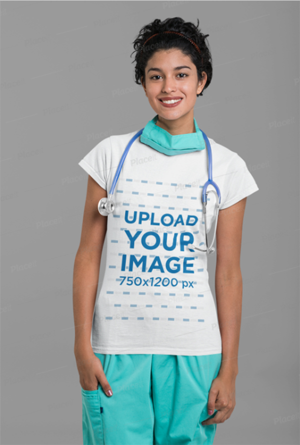 T-Shirt Mockup of A Female Nurse