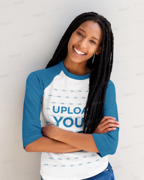 T-Shirt Mockup of A Smiling Woman