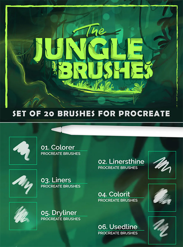 The Jungle Procreate Brushes