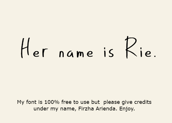 Her name is Rie Free Font