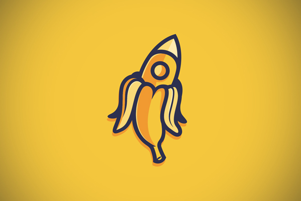 Rocket Banana Logo Line Art by nggoto