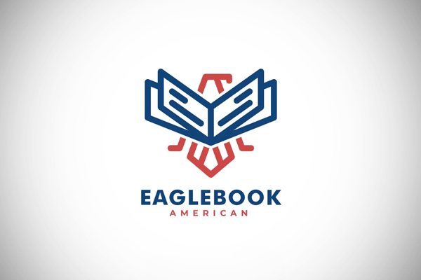 Eagle and Book Line Art Style Logo