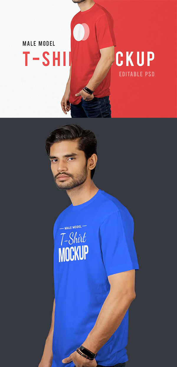 Man Model T-Shirt Mockup