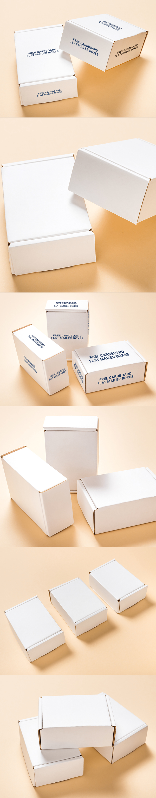 Free Cardboard Flat Mailer Boxes Mockups PSD