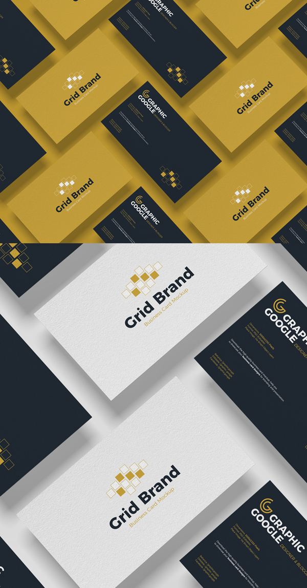 Free Grid Brand Business Card Mockup PSD
