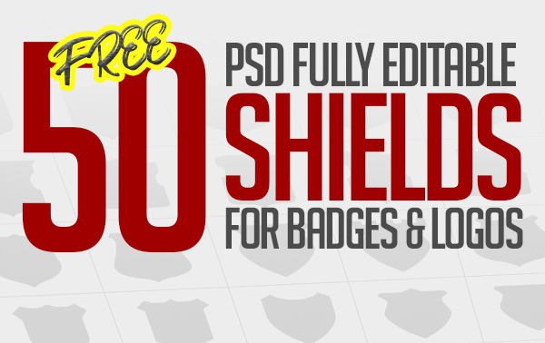 Free 50 Shields For Badges and Logos (PSD)