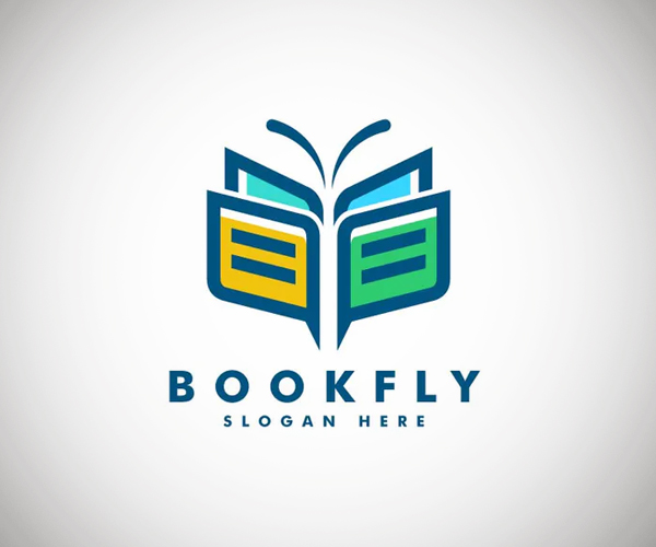 Book and Butterfly Line Art Style Logo Template