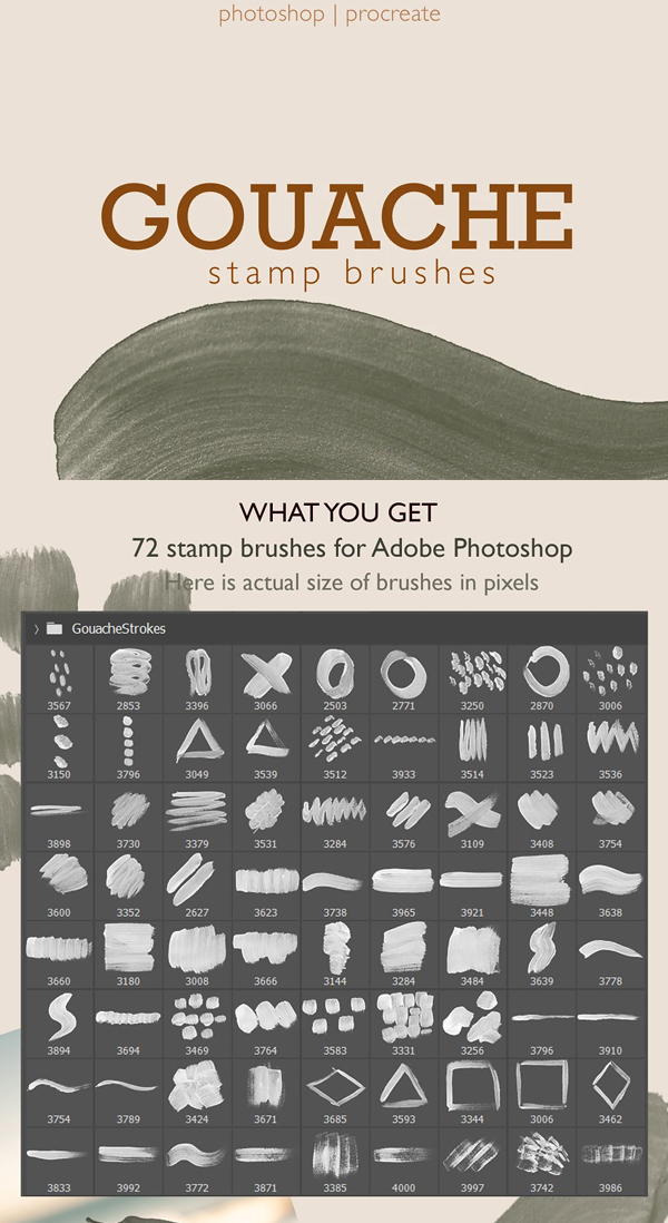 Gouache Stamp Brushes Pack