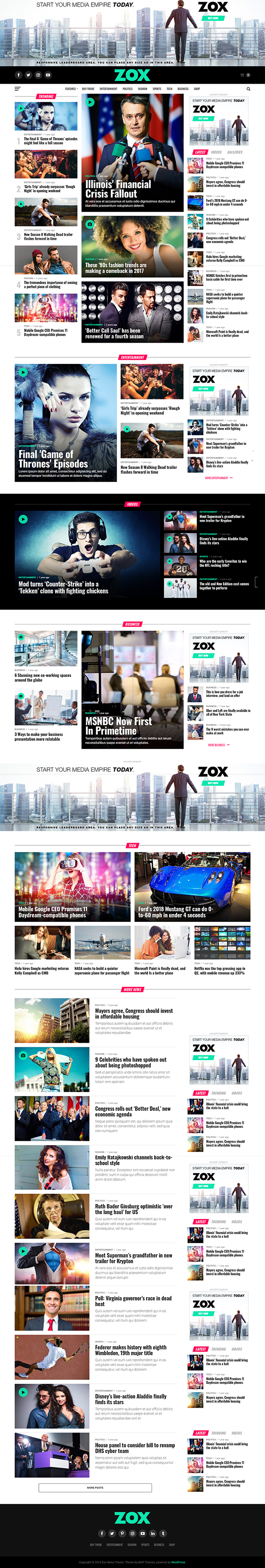 Zox News - Professional WordPress News & Magazine Theme