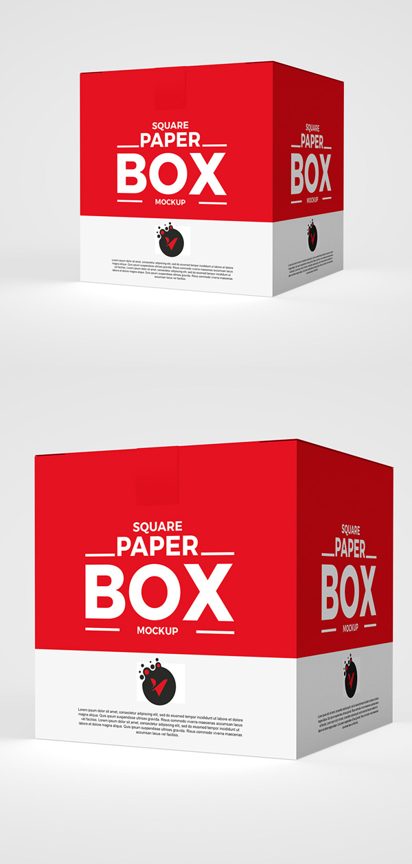 Free Square PSD Paper Box Mockup
