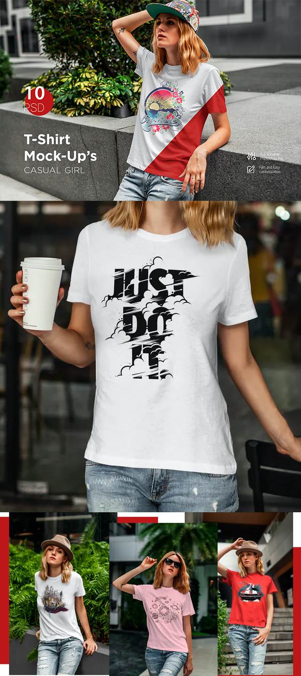 T-Shirt Mock-Up's Casual Girl