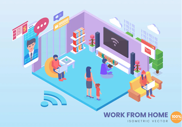 Isometric Work From Home Concept
