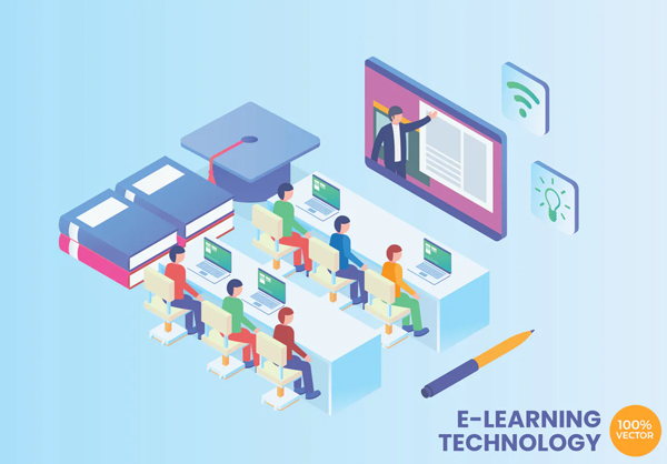 E-Learning Technology Vector Concept