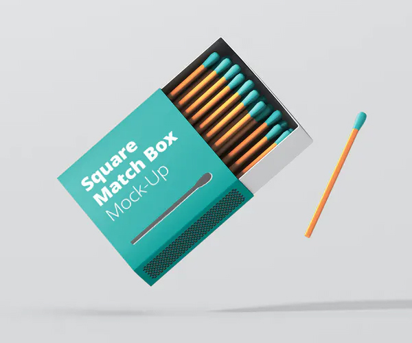 Square Match Box Mockup