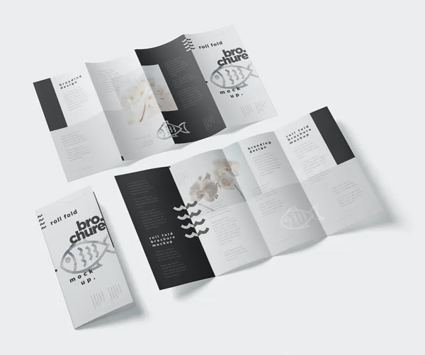 Elegant Roll-Fold Brochure Mockup