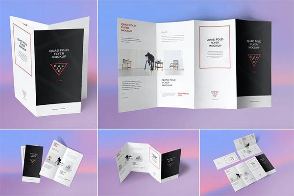 Quad-Fold Brochure Mockups