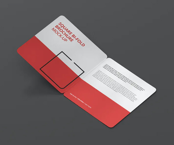 Square Bi-Fold Brochure Mock-Up - Round Corner