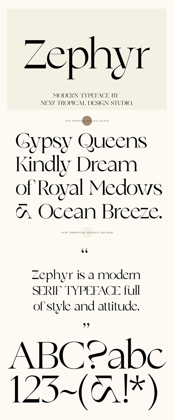 Zephyr - Modern Serif Font Free Font
