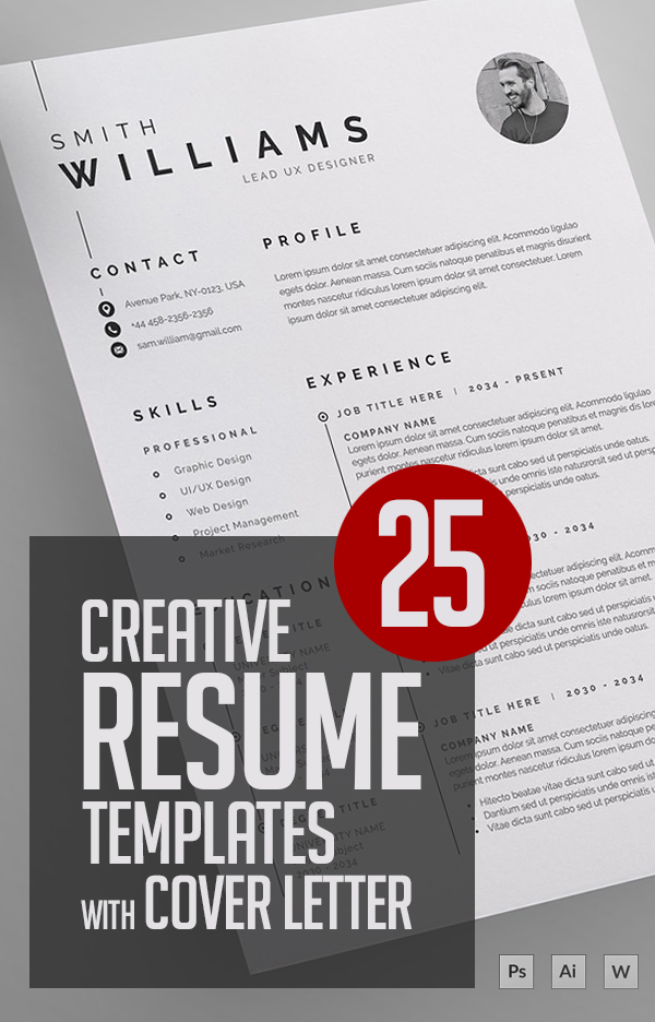 25 Creative Clean CV / Resume Templates with Cover Letters