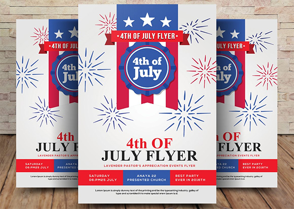 Stylish 4th Of July Flyer Template