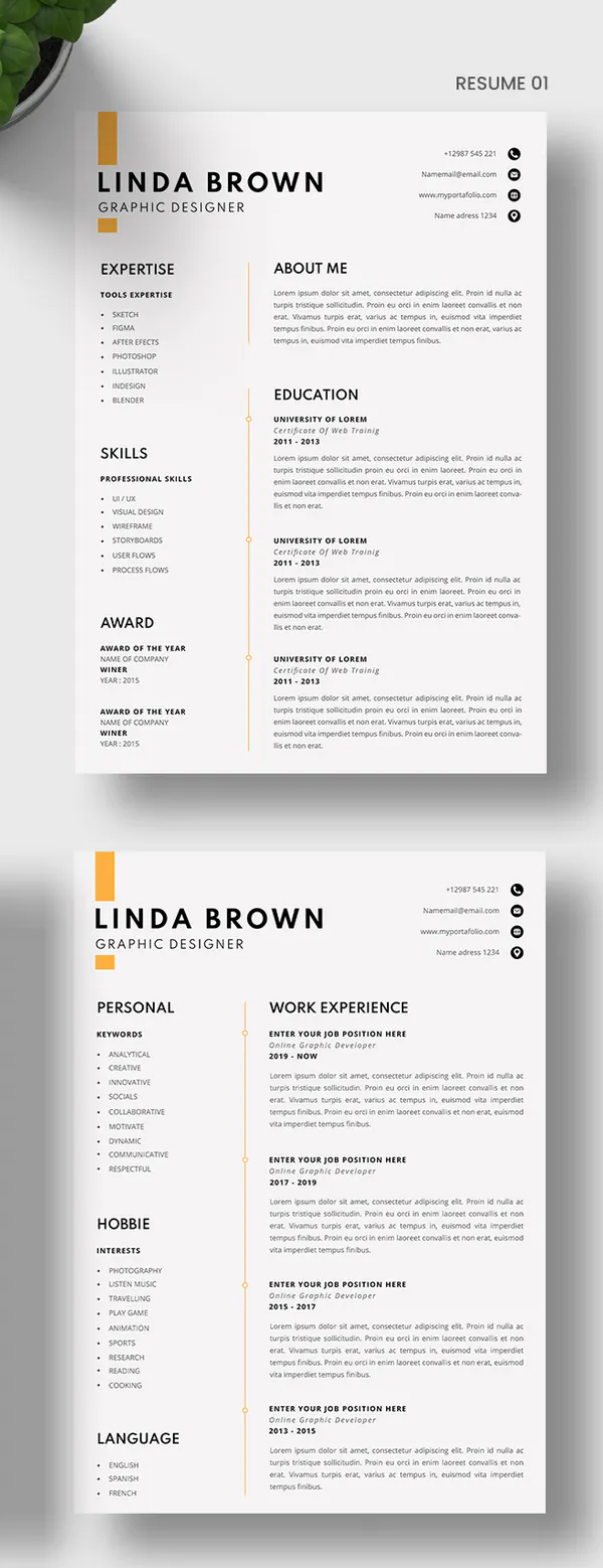 CV Resume & Cover Letter Design Font