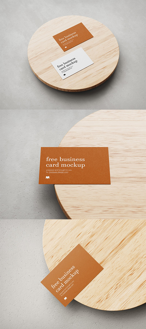 Free business card on wood mockup