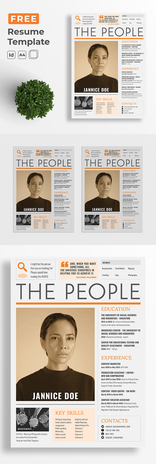 Free Resume Template Newspaper Cover