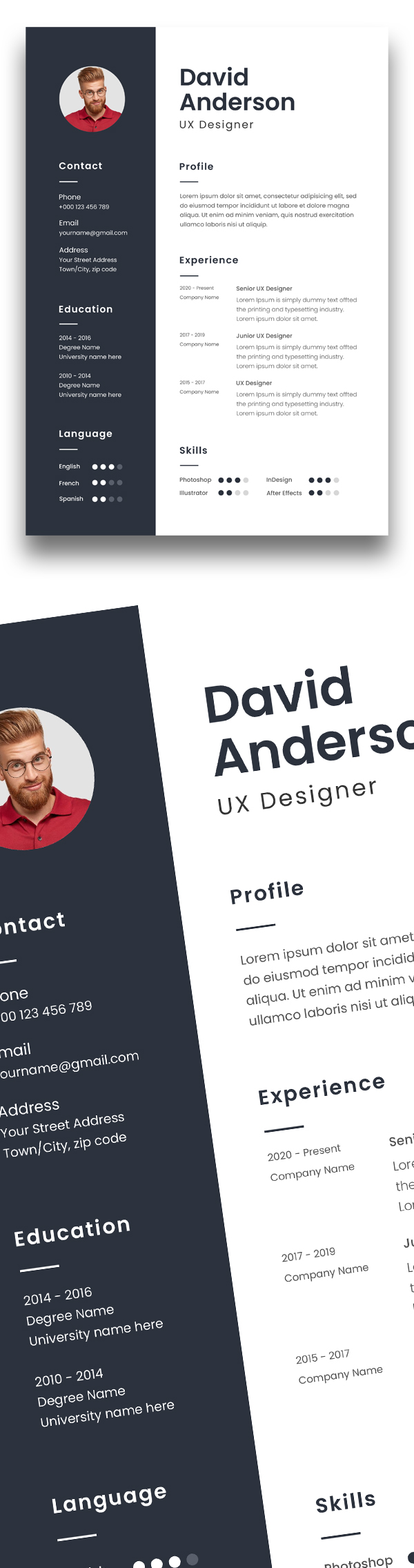 Free Professional PSD Resume Template