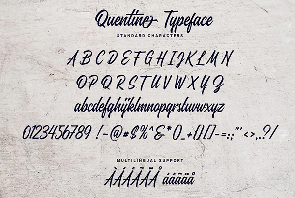 Quentine Font Letters and Numbers