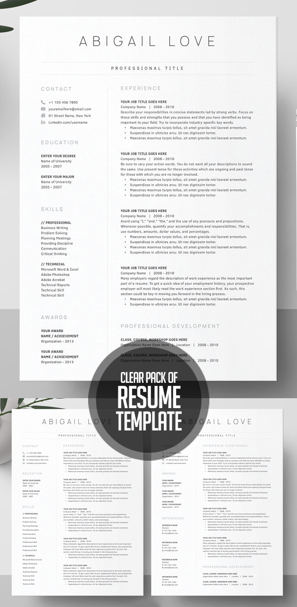 Clean Resume Template Pack