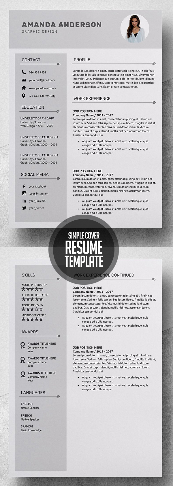 Simple Resume CV Template + Cover Letter