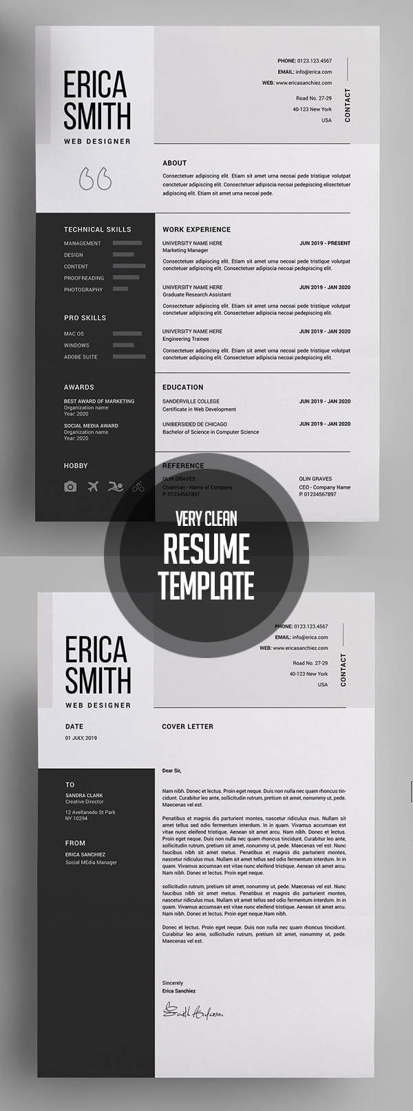 Clean Resume and Letterhead design