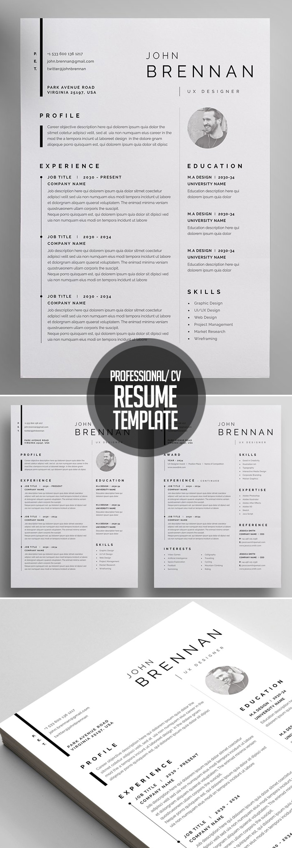 Clean, Professional Resume and Letterhead Template