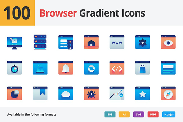 Browser Gradient Vector Icons