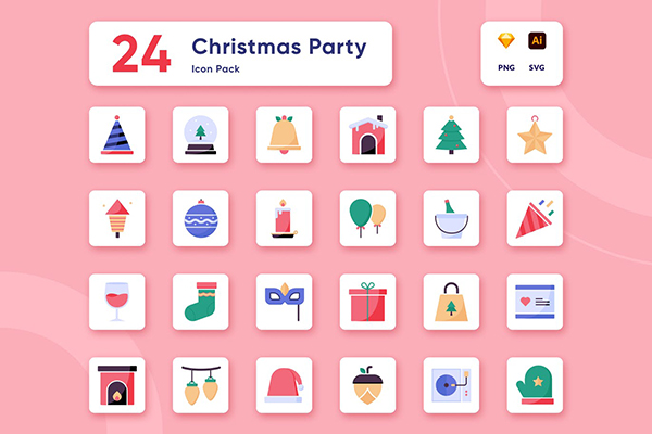 Christmas Party Vector Icon Collection