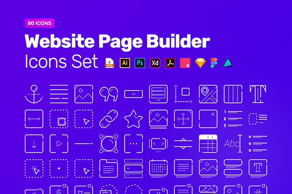 Website Page Builder Icon Pack – 80 Vector Icons